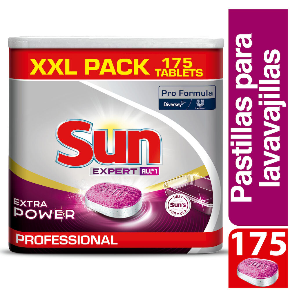 Sun Pro Formula All in 1 Extra Power 175x175unid - Detergente en pastillas todo en 1 para el lavado automático de la vajilla.